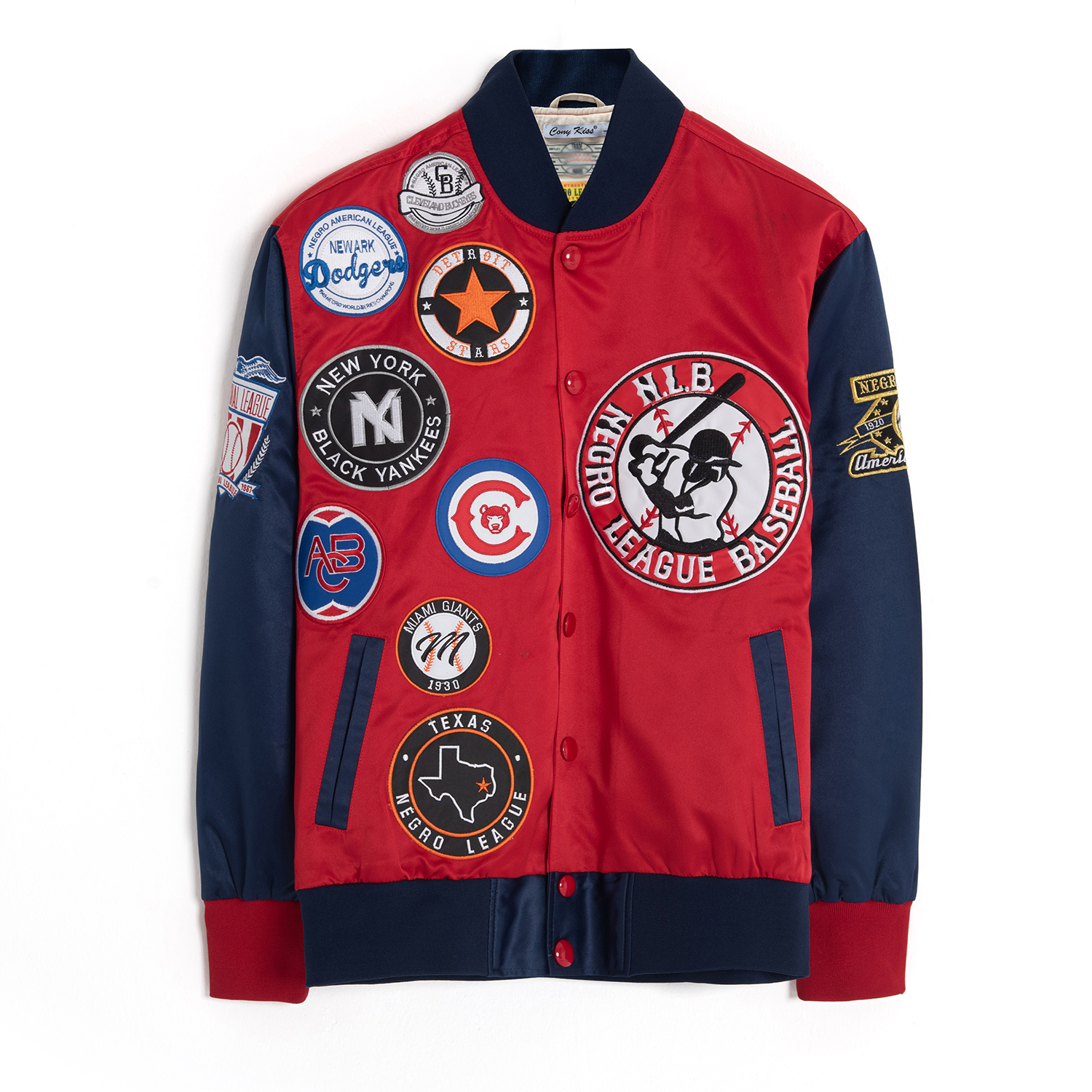 Full Badges Satin Baseball Varsity Jacket