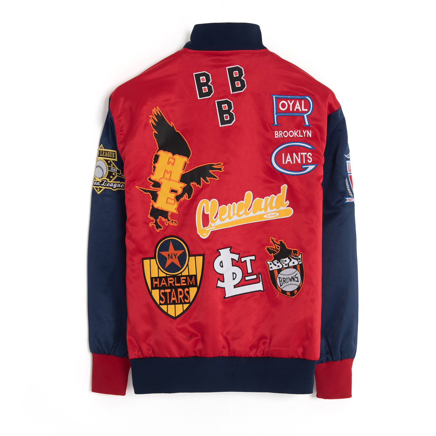 Full Badges Satin Baseball Varsity Jacket